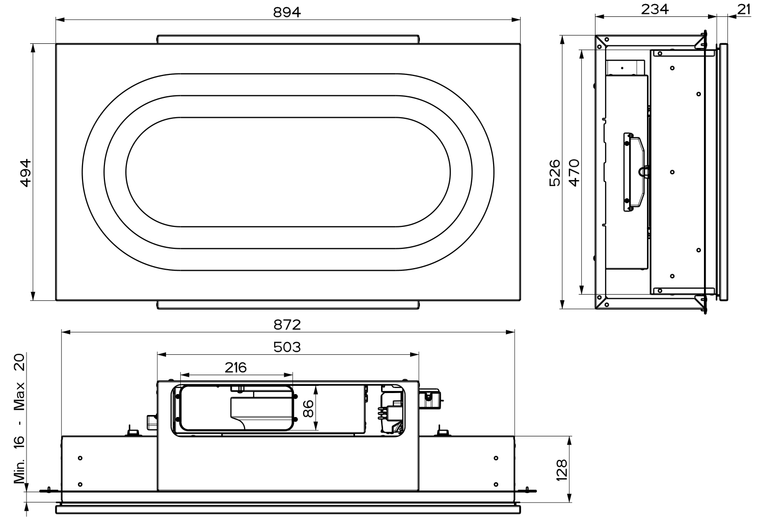Вытяжка встраиваемая Faber INSIDE UP WH KL A90