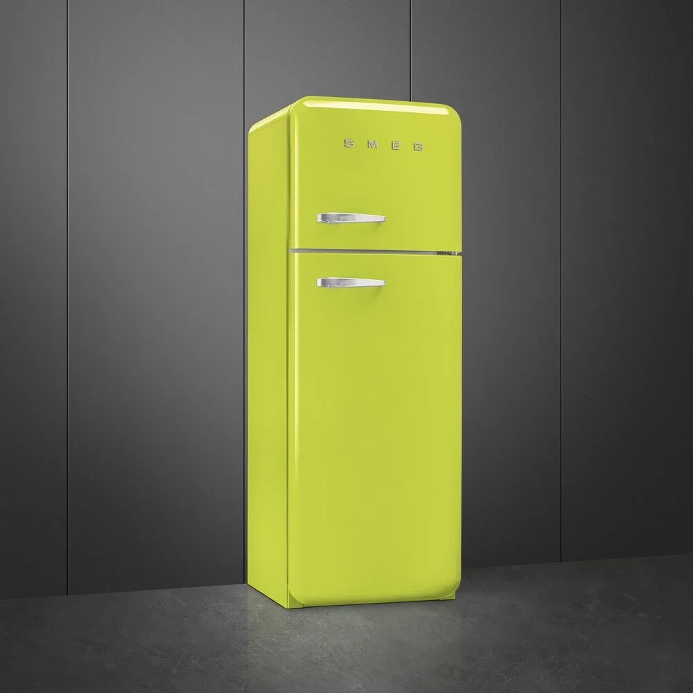 SMEG FAB30RLI6 Отдельностоящий двухдверный холодильник, стиль 50-х годов, 60 см, цвет лайма, петли с